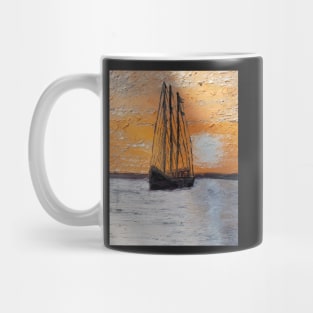 Sunset voyage oil painting by Tabitha Kremesec Mug